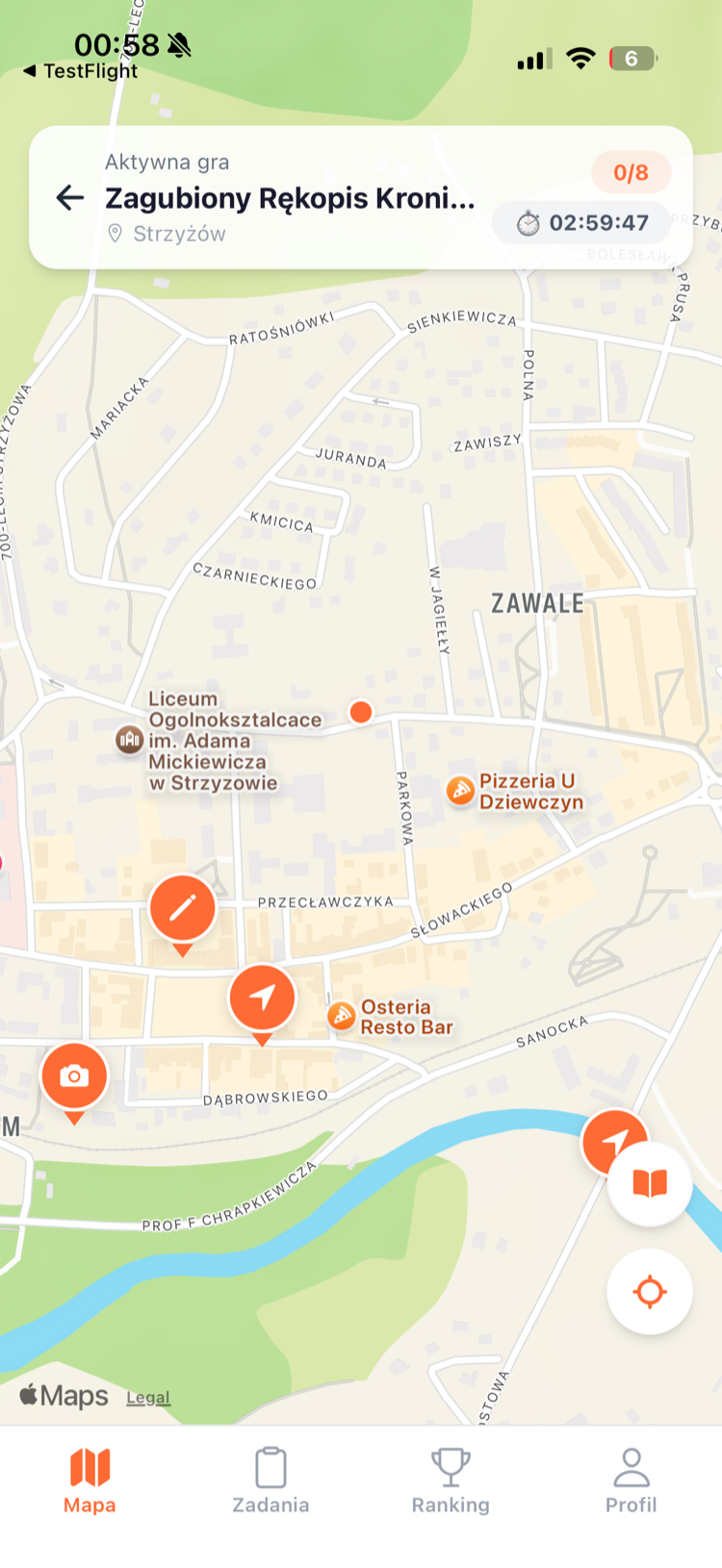 Interaktywna mapa z zadaniami